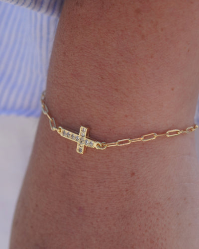 PULSERA GOLD CRUZ CIRCONES