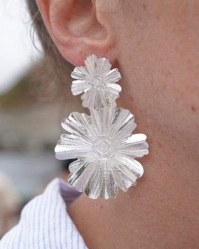 Aros silver doble flor