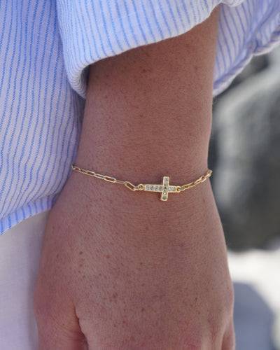PULSERA GOLD CRUZ CIRCONES