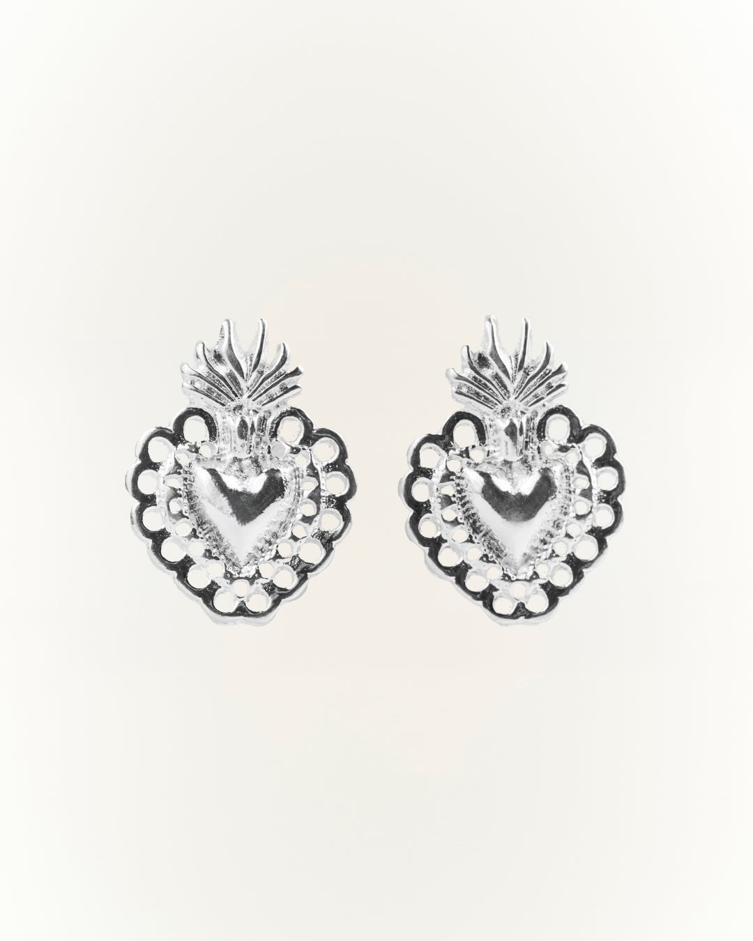 Aros silver corazón detente con bordes 17mm