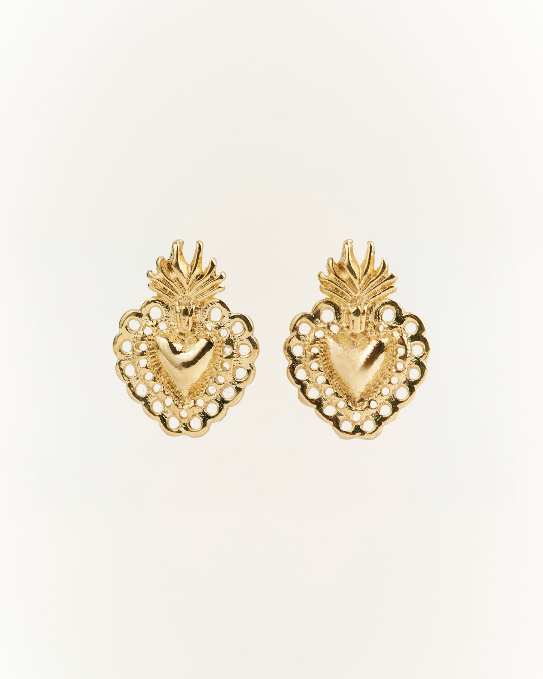 Aros gold corazón detente puntos 17mm