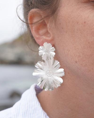 Aros silver doble flor