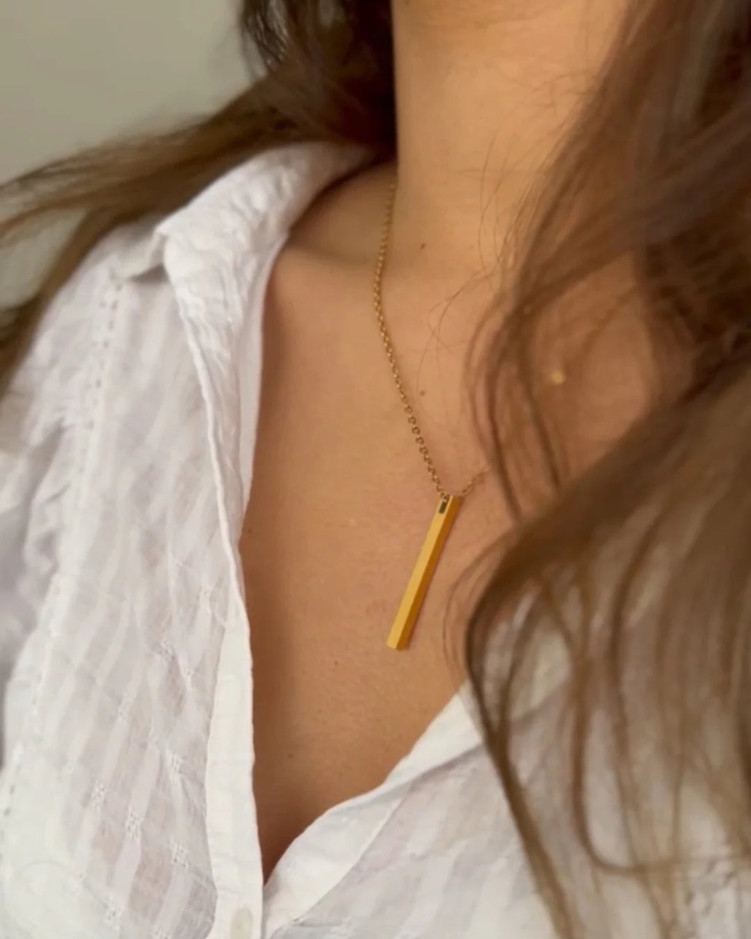 Collar barra maciza personalizado acero inox. dorado