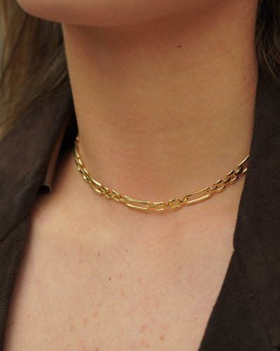 Collar gold choker eslabón rectangular 30cm