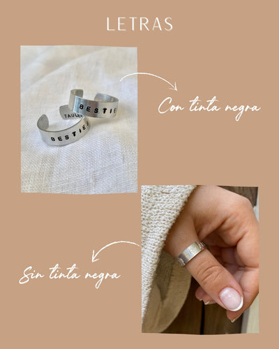 ANILLO PERSONALIZADO ALUMINIO INOX. 6MM LETRA PEQUEÑA