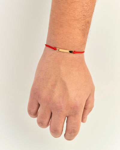 Pulsera Personalizada Hilo Placa Rectangular Plata 925 Gold