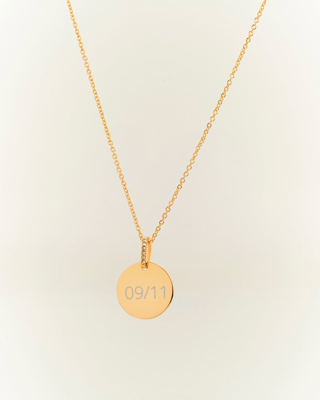 Collar Personalizado Placa Redonda con Circones Plata 925 Gold