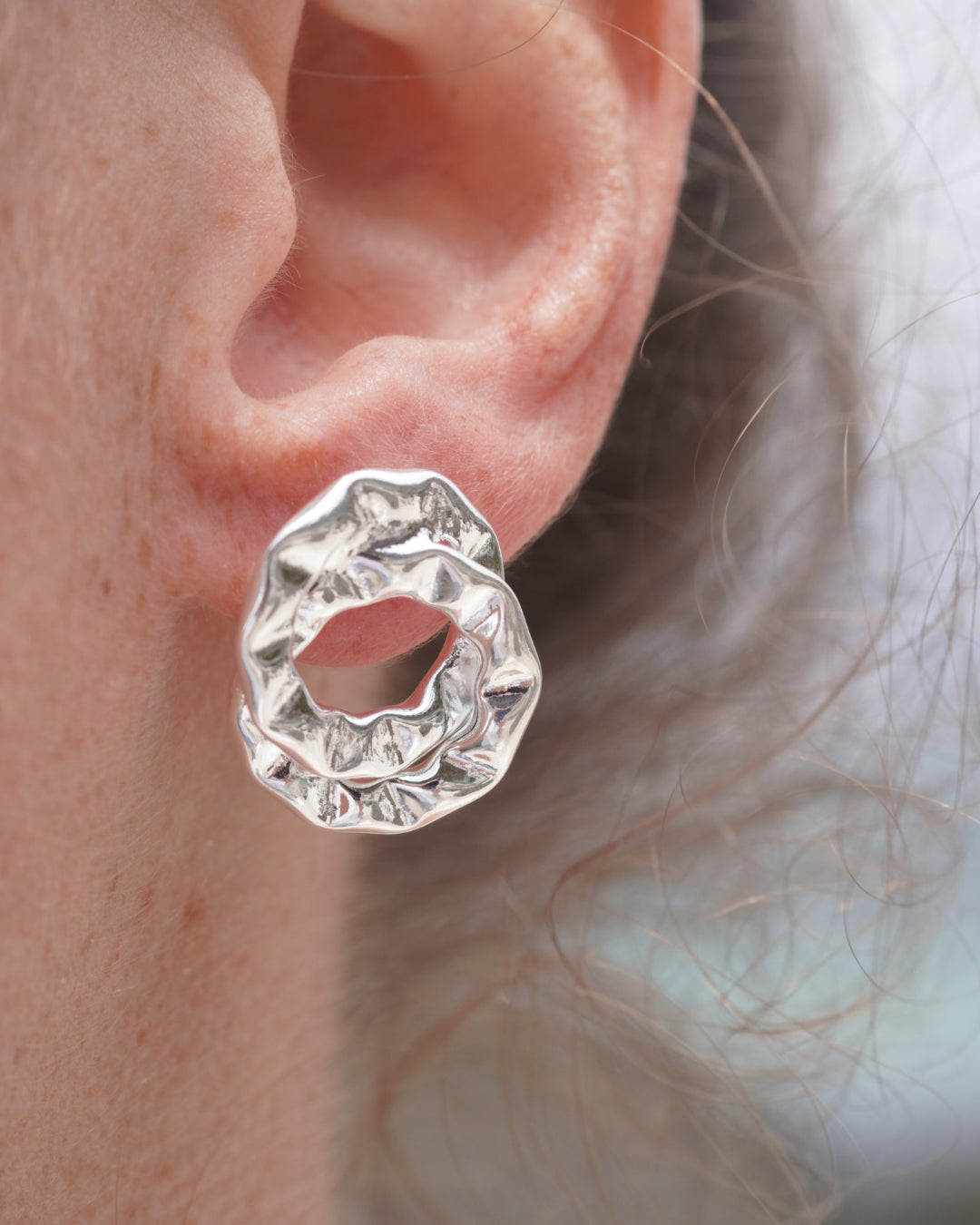 ARGOLLAS SILVER DOBLE MARTILLADA