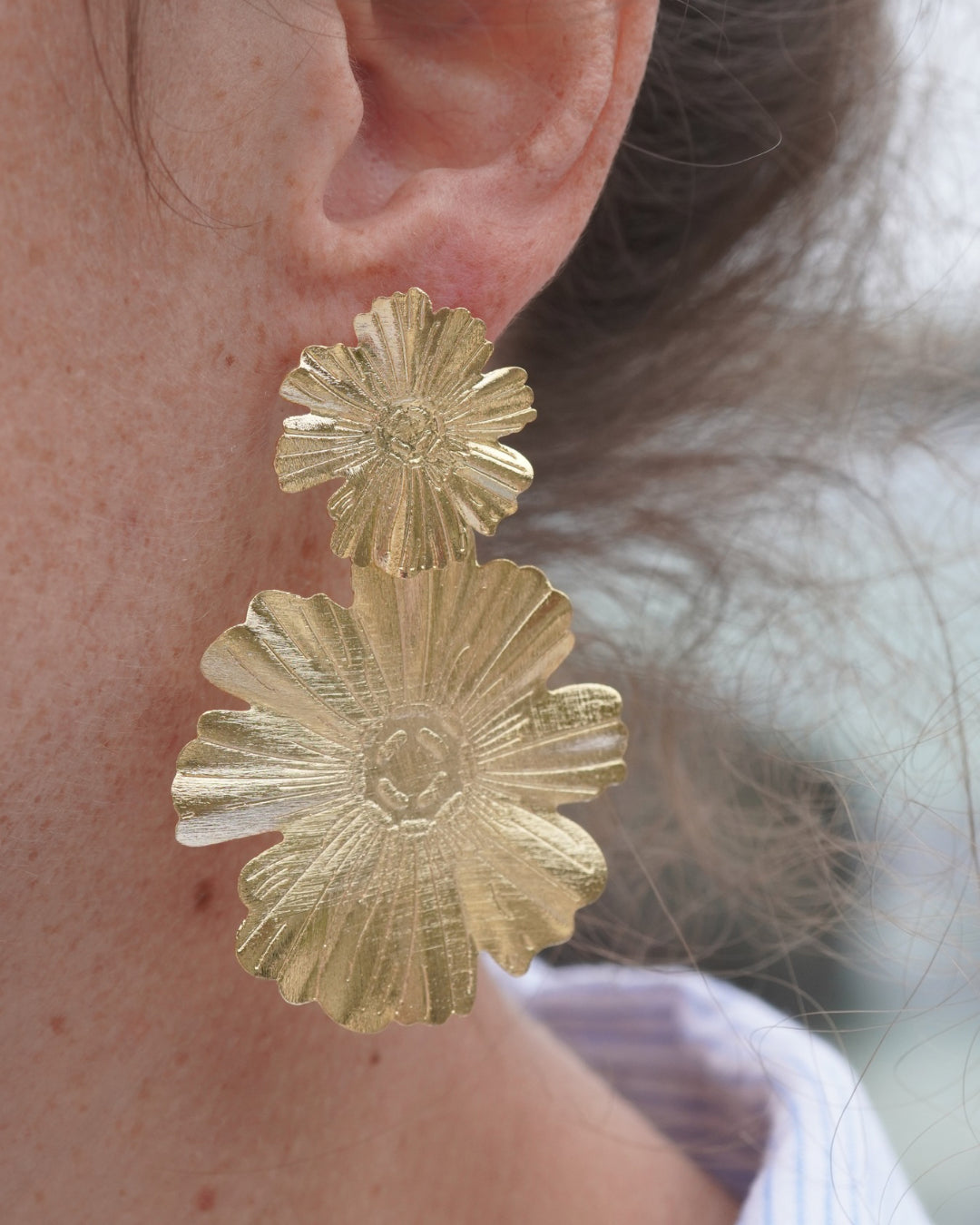 Aros gold doble flor