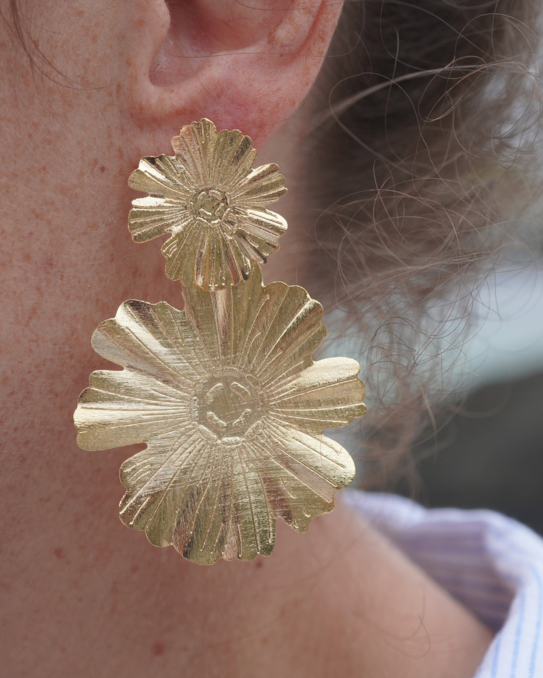 Aros gold doble flor