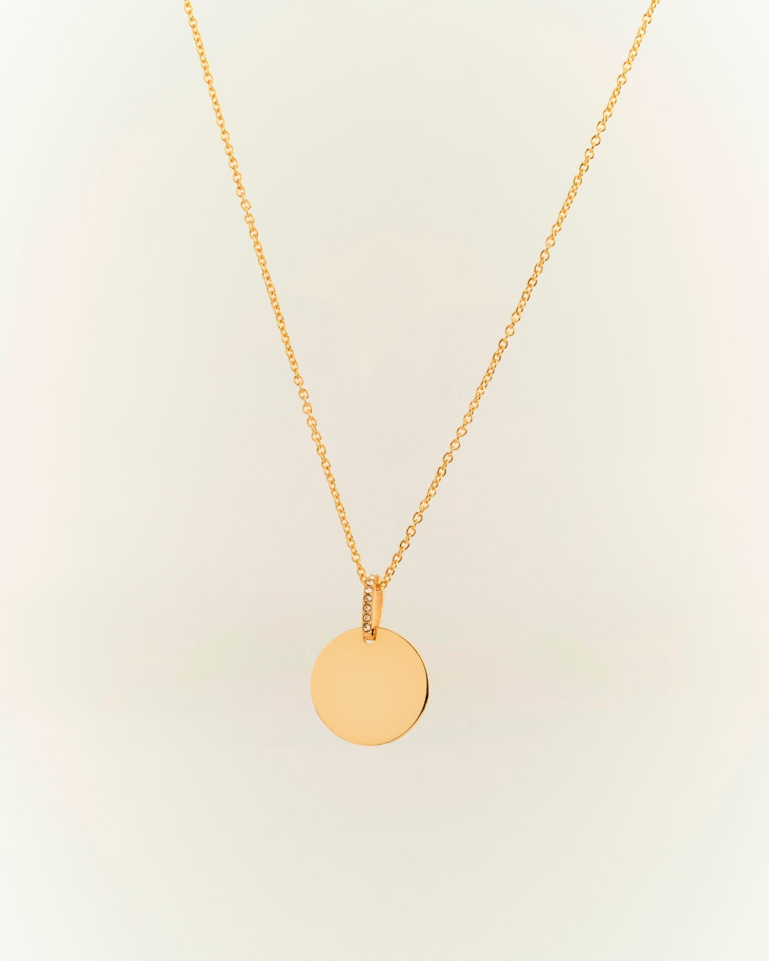 Collar Personalizado Placa Redonda con Circones Gold