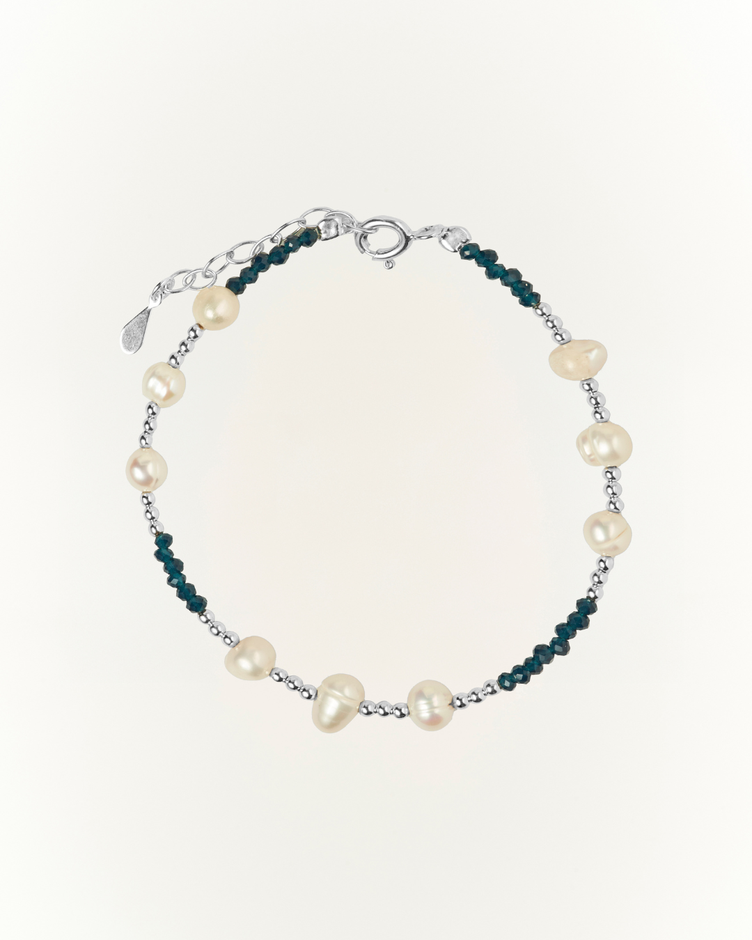 Pulsera Perla y Cristales Silver