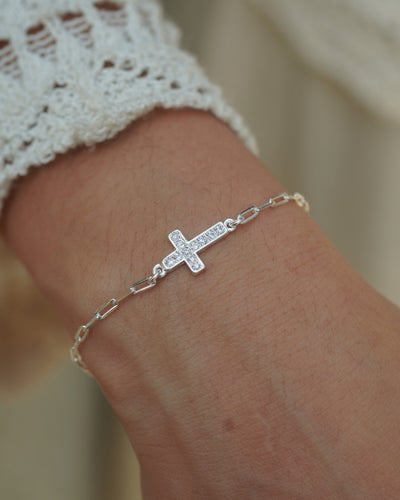 PULSERA SILVER CRUZ CIRCONES